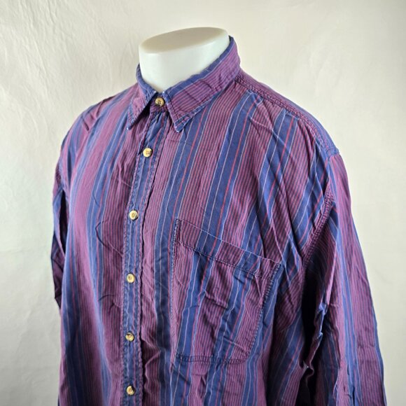Christian Dior Shirt Mens XL Purple Blue Striped Button Up Rayon Made in USA VTG - Picture 5 of 10